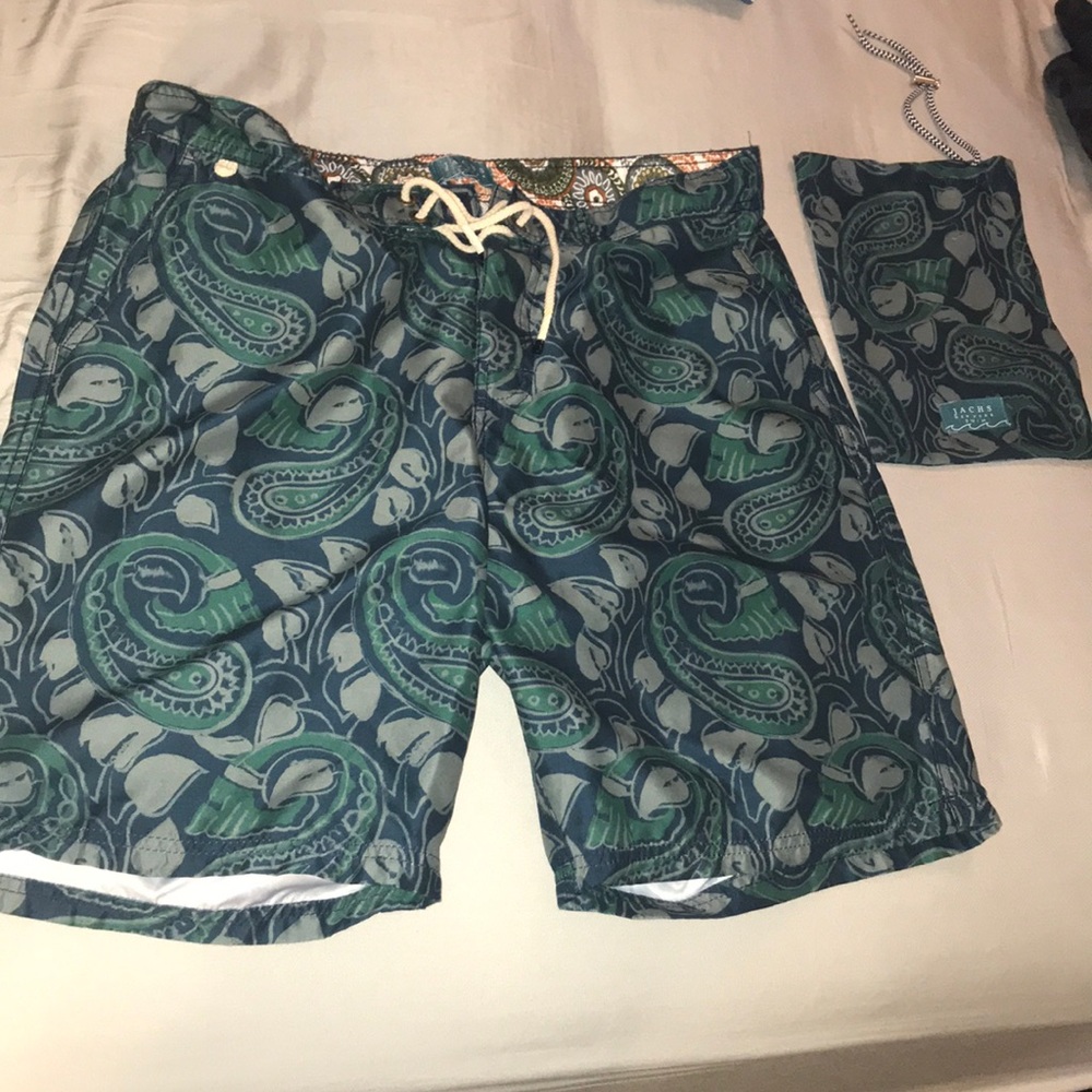 Jachs NY Swim Trunks Shorts Lined Mens Paisley